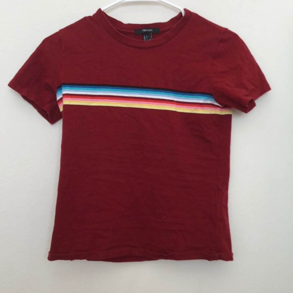 Beautiful maroon shirt with a rainbow accent